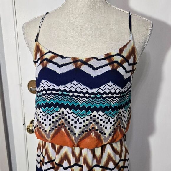 Bisou bisou print maxi dress sz 4 - Picture 3 of 10